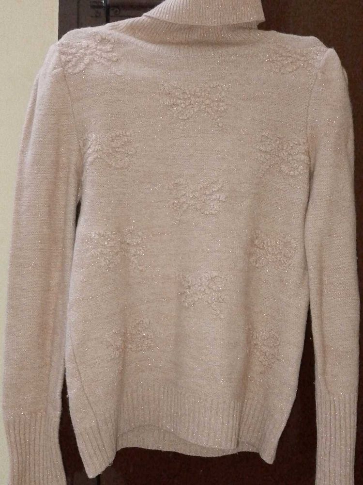 Cute turtle neck &amp; bow sweatshirt with bell sleeve