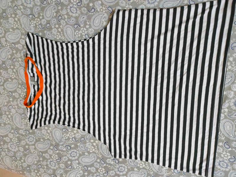 Black White Striped Print Tank Top