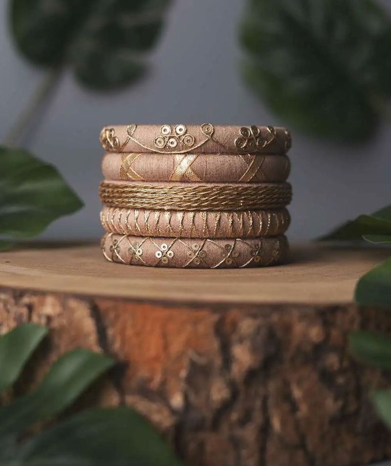 Boho Chic Embroidered Bangle Set