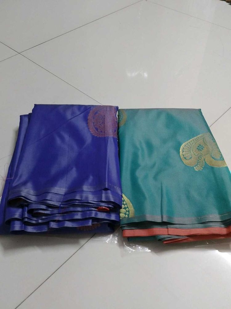 Elegant Sarees - Blue &amp; Teal Set Of 2
