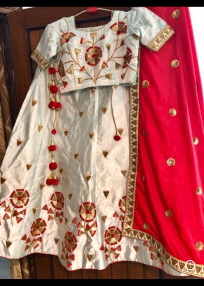 Designer Light Blue Silk Lehenga