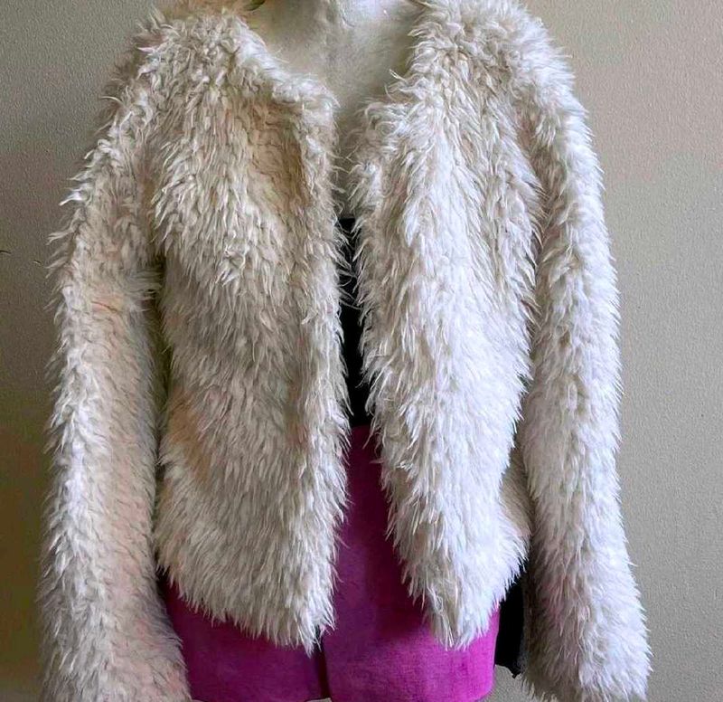 Faux Fur White Coat