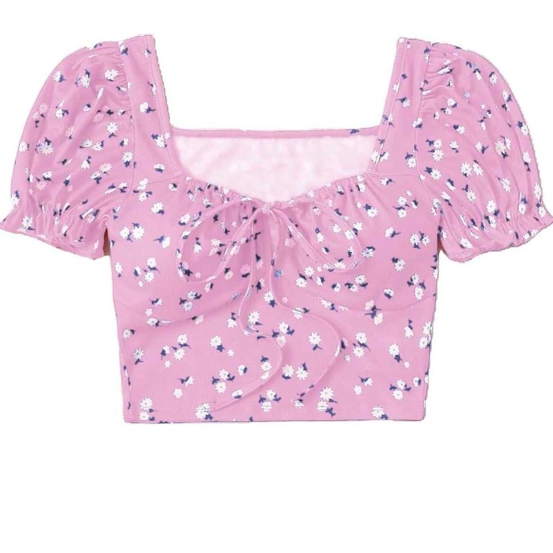 Pink Floral Crop Top