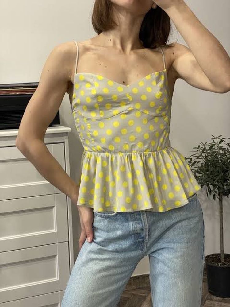 Polka Dot Peplum Cami Top