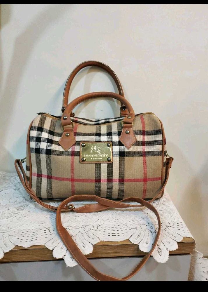 Burberry Plaid Boston Bag
