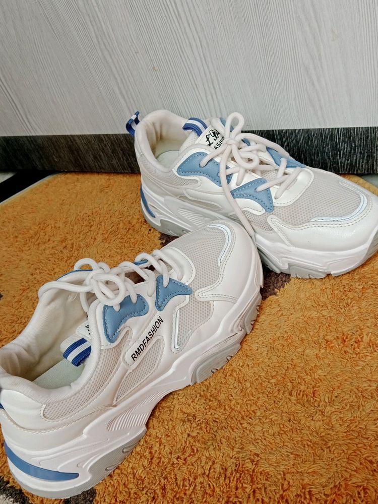 Diwali Offer White Women Shoes. Shine In Dark .