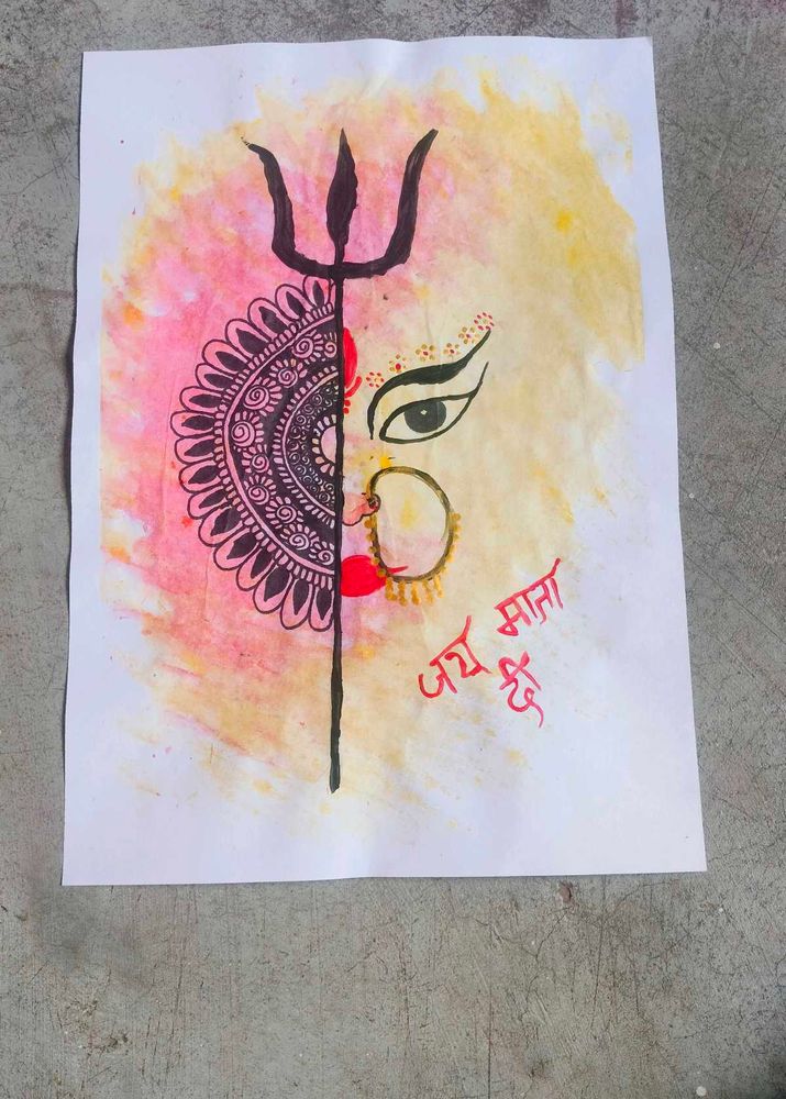 Durga Maa Painting With Mandala