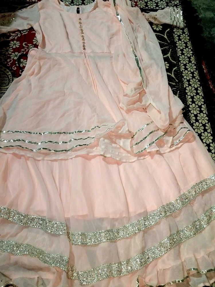 Peach Colour Langa Top With Dupatta Designer