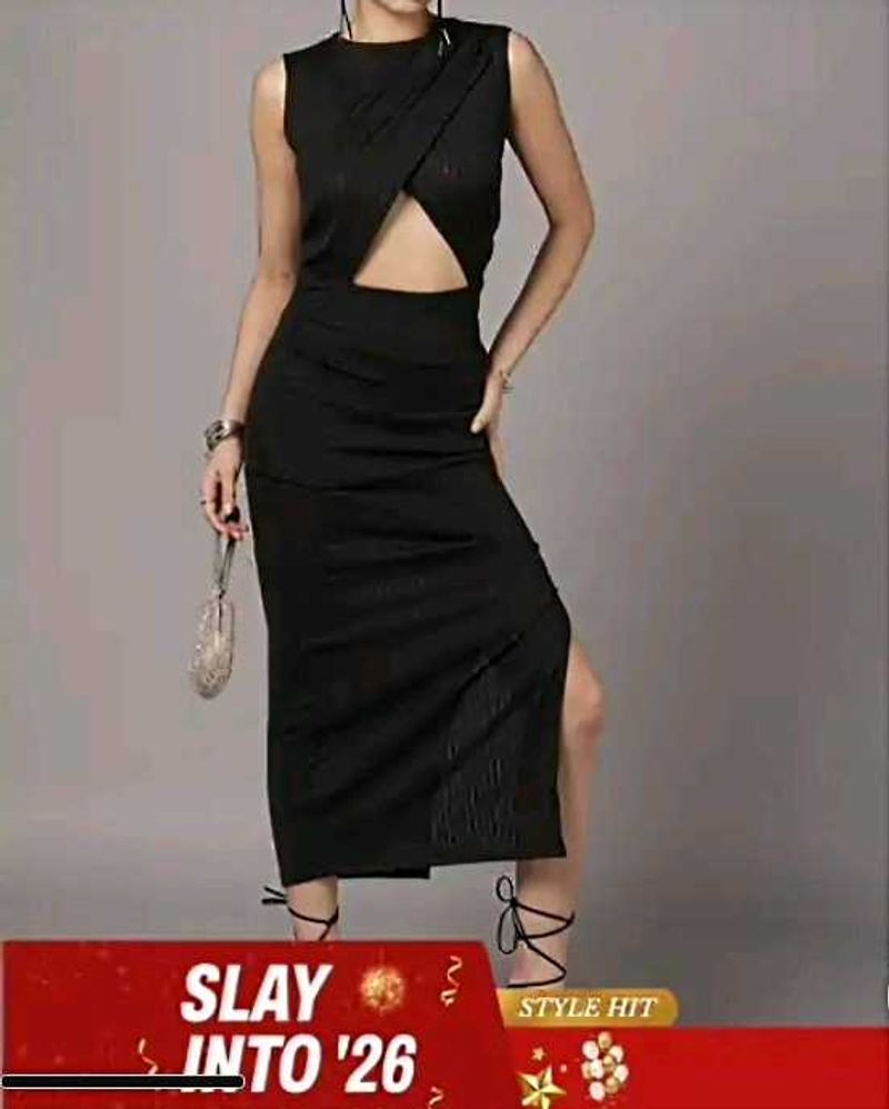 🔥 SHEIN Black Cut-Out Slit Midi – LAST ONE! 🔥