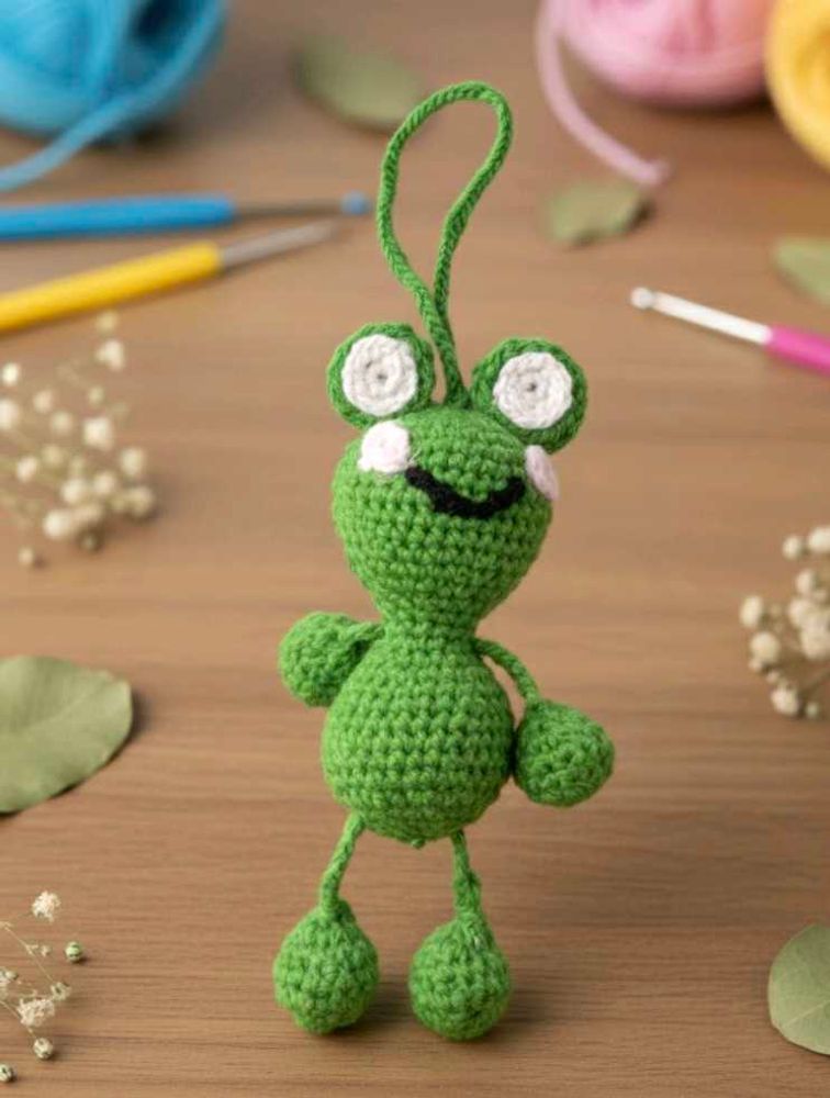 Crochet Frog Keychain for Bags &amp; Keys