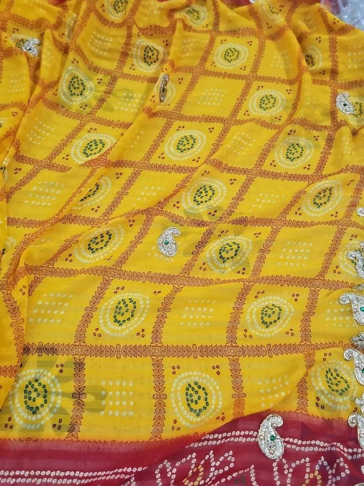Yellow Bandhani Saree