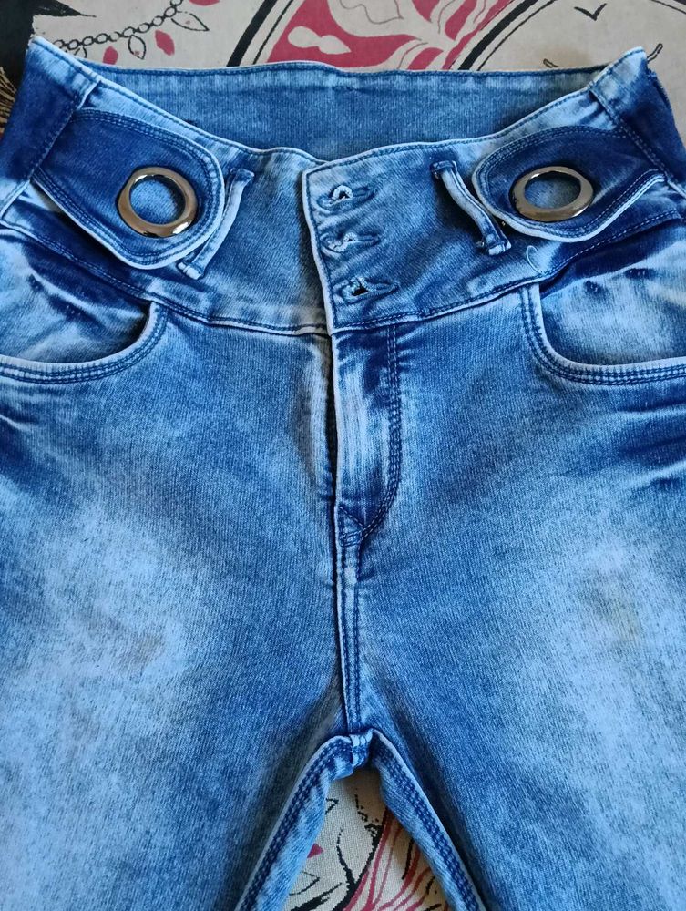 High-Waisted Denim Jeans