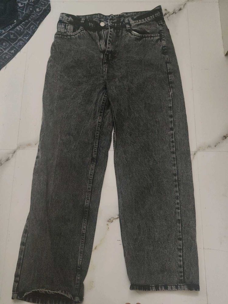 Acid Wash Wide Leg Jeans