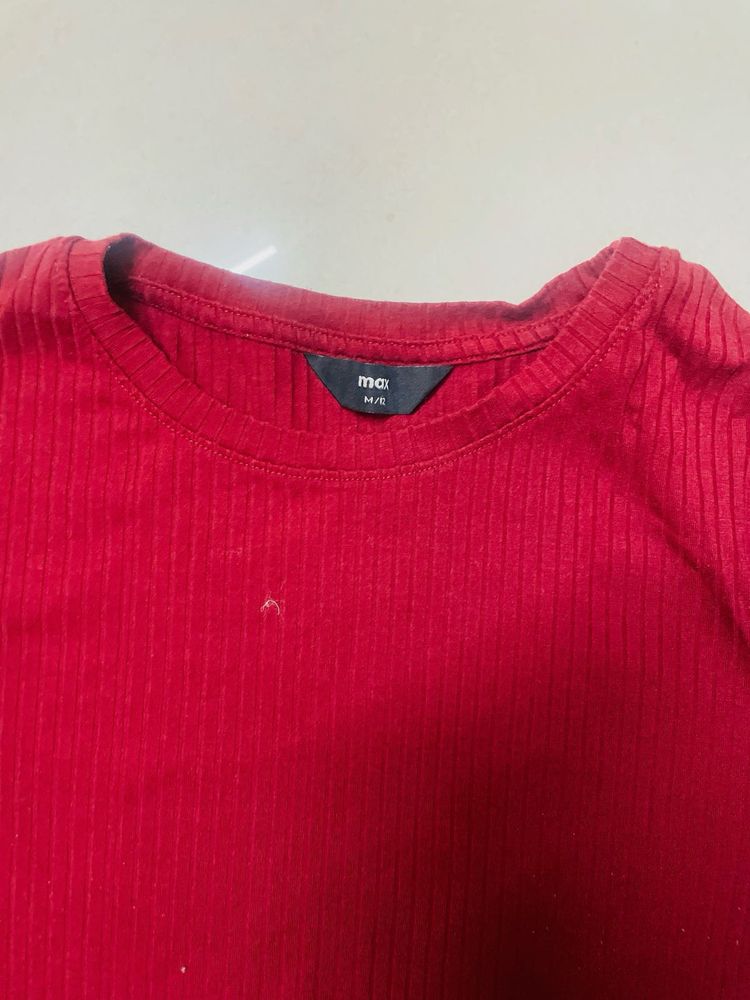 Red Ribbed Top