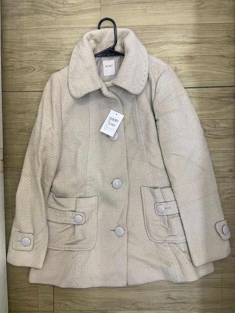 Cream Wool Blend Coat - Bust Upto 36