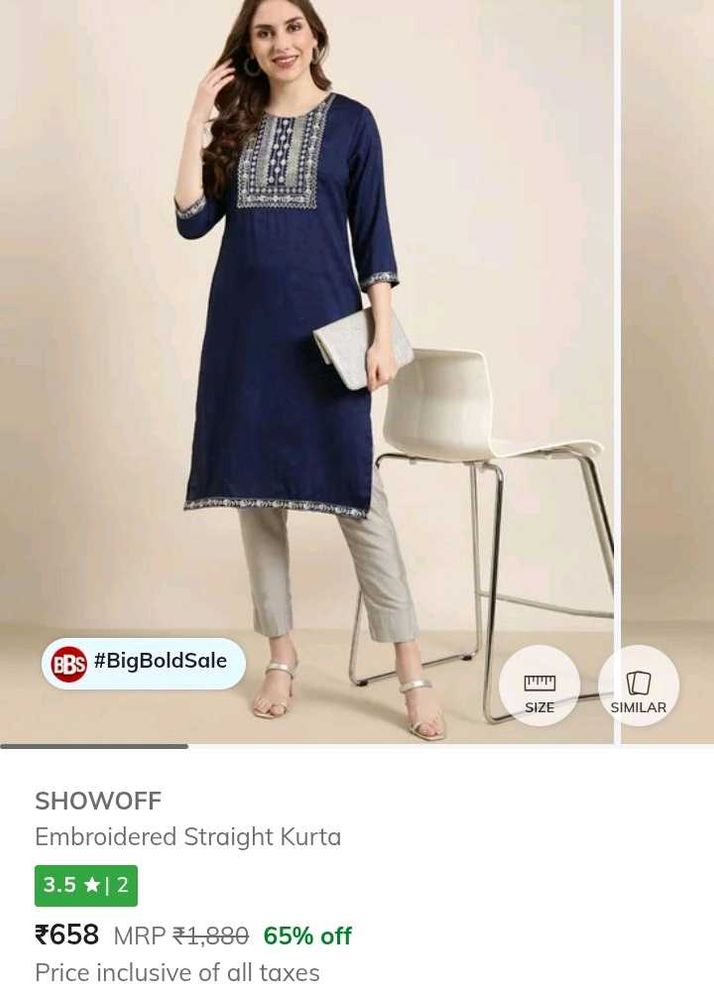Blue Working Kurta