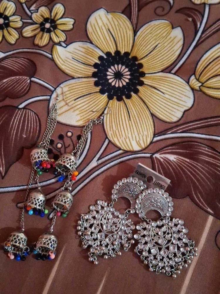 Statement Silver Earrings Set