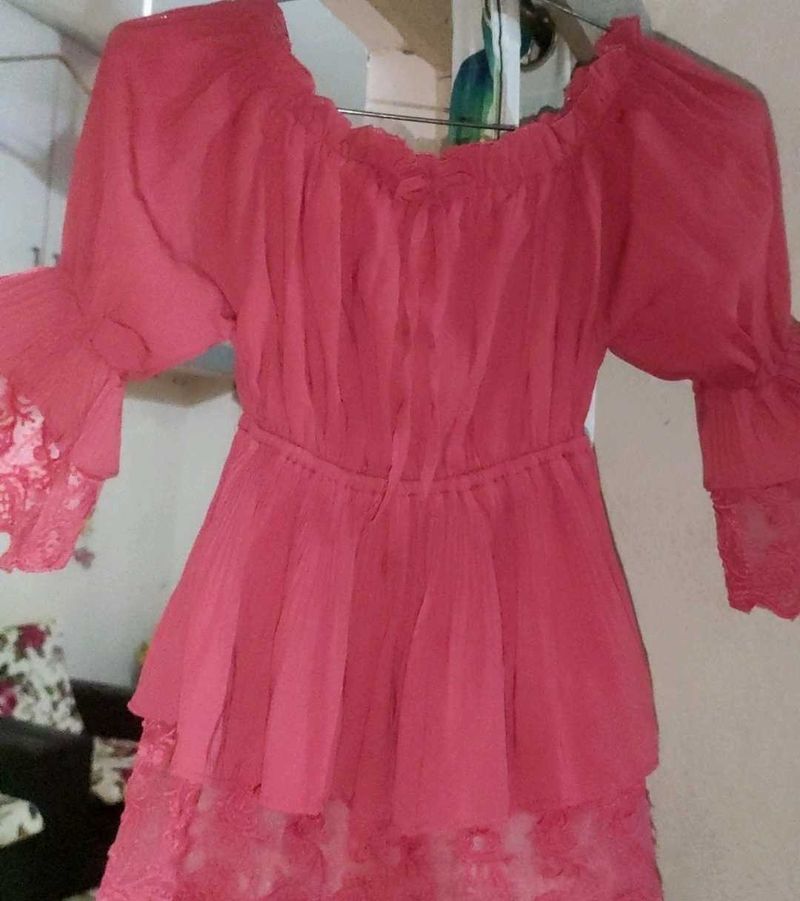Pink Off-Shoulder Top