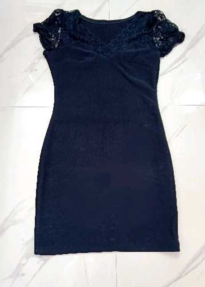 Navy Lace Detail Mini Dress