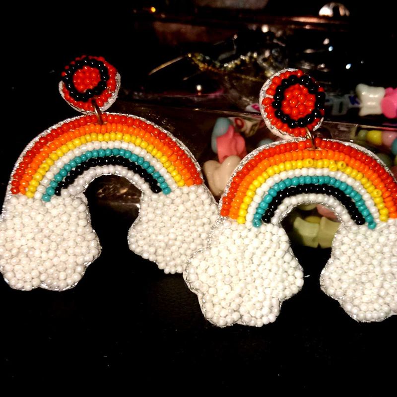 Rainbow Beaded Earrings