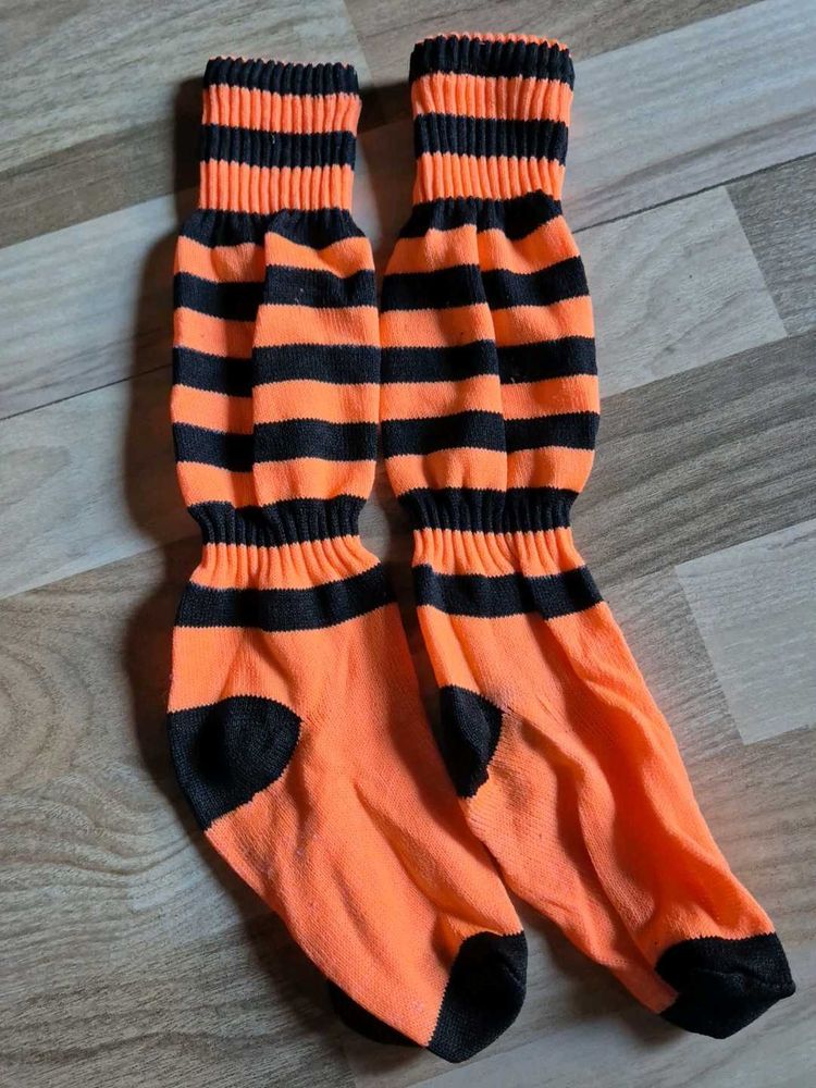 Striped Orange &amp; Black Socks