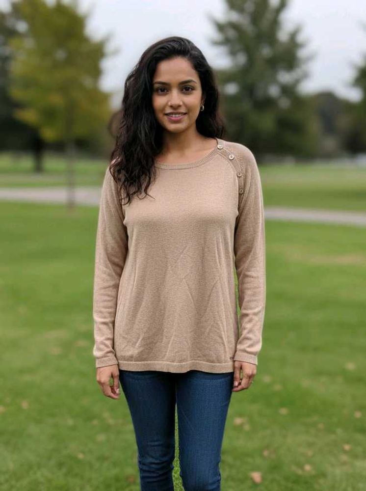 Casual Tan Long Sleeve Sweater