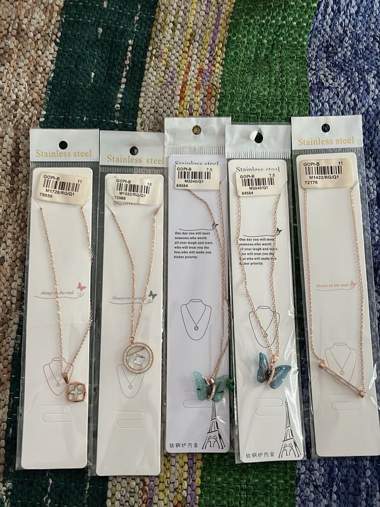 Rose Gold Stainless Steel Necklace Set