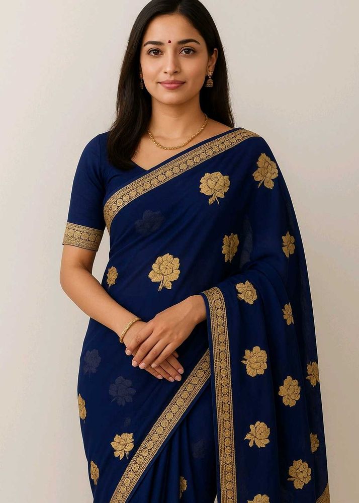 Elegant Blue Floral Saree