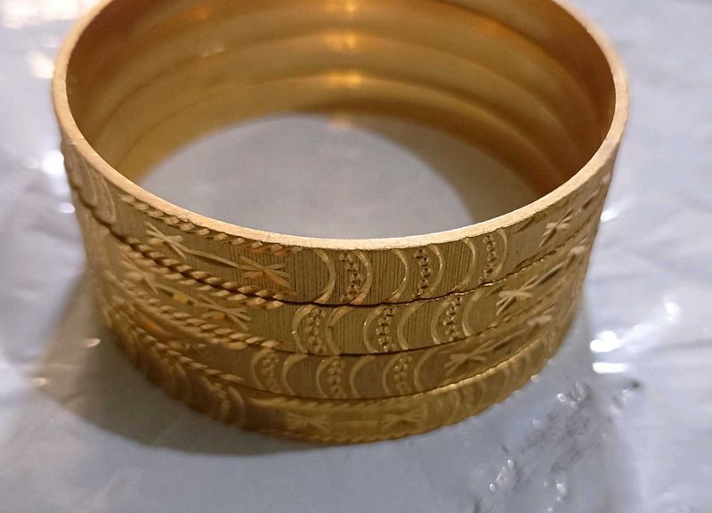 Sterling Silver Gold-plated Bangle Set (Pack of 4)