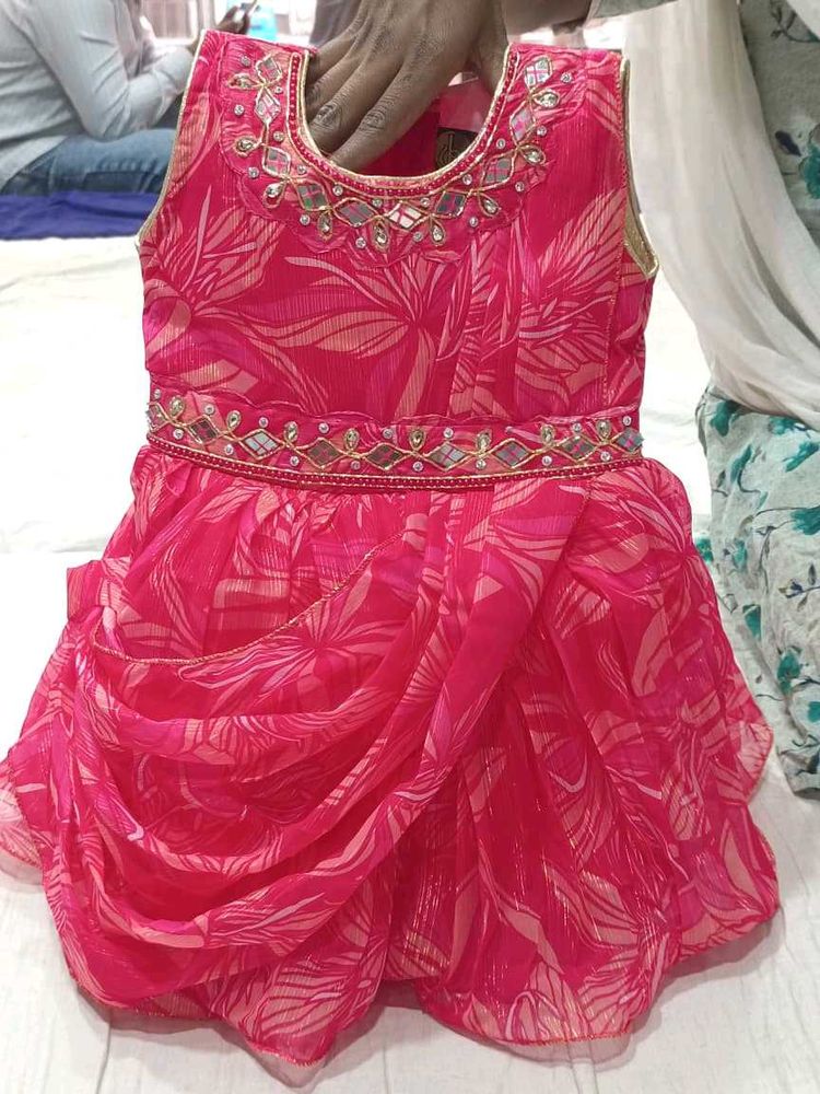 Pink Floral Embellished Dress