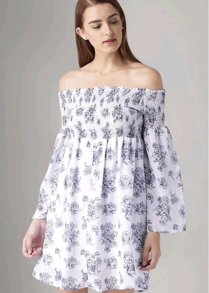 Floral Off-Shoulder Mini Dress 2 time used (CE)