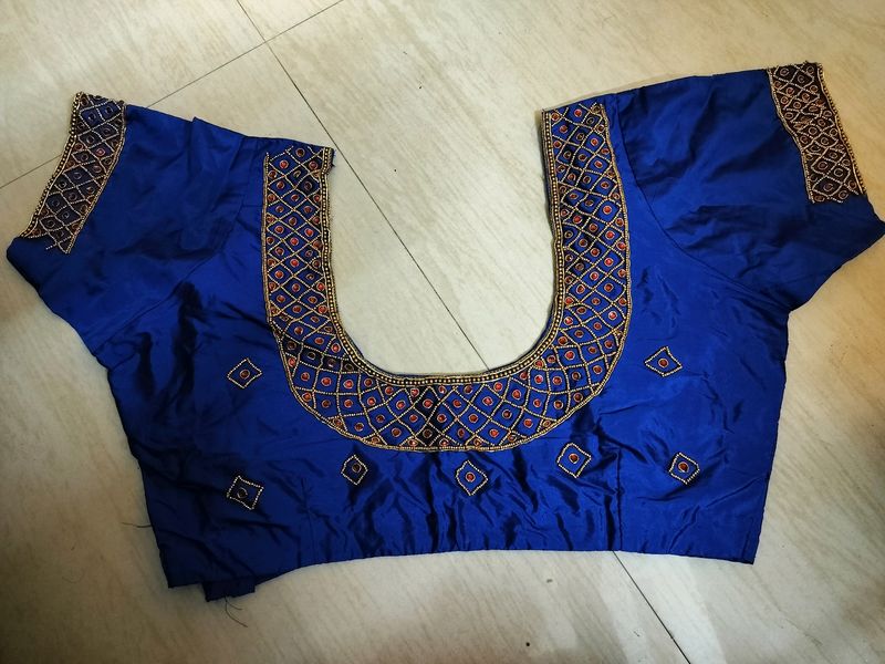 Stitched Maggam Work Blue
