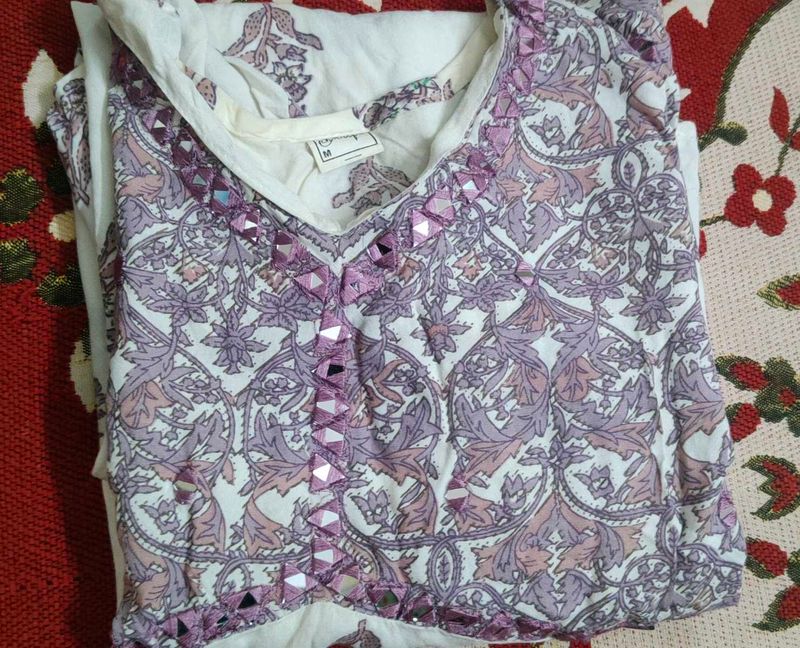 Floral Print Top with Mirrors