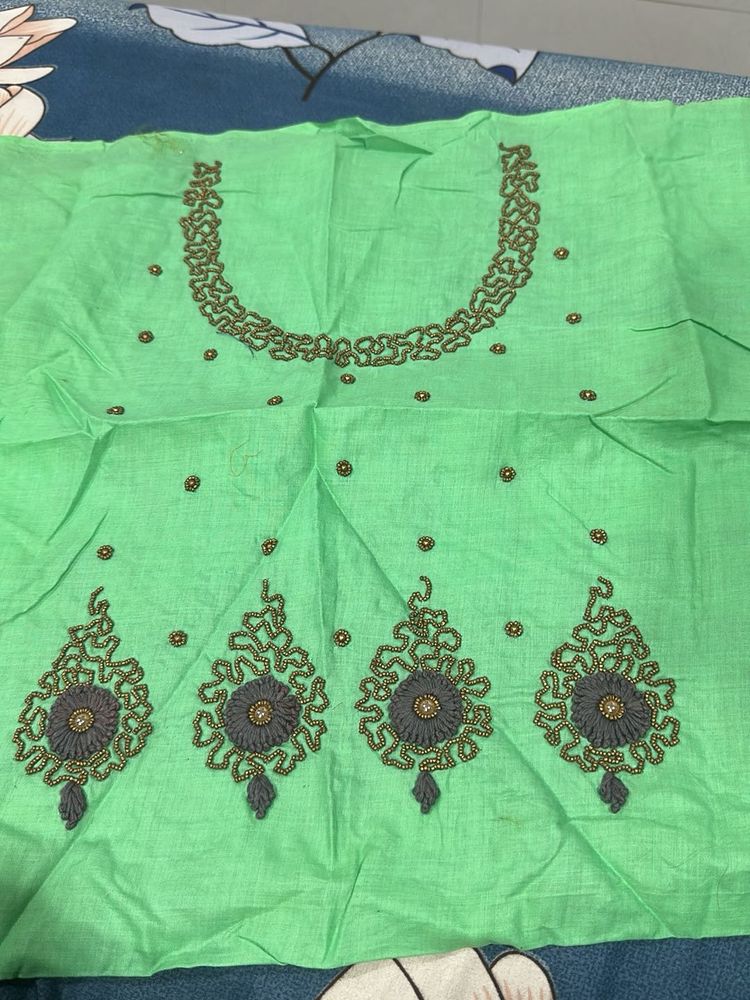 Embroidered Green Blouse Piece