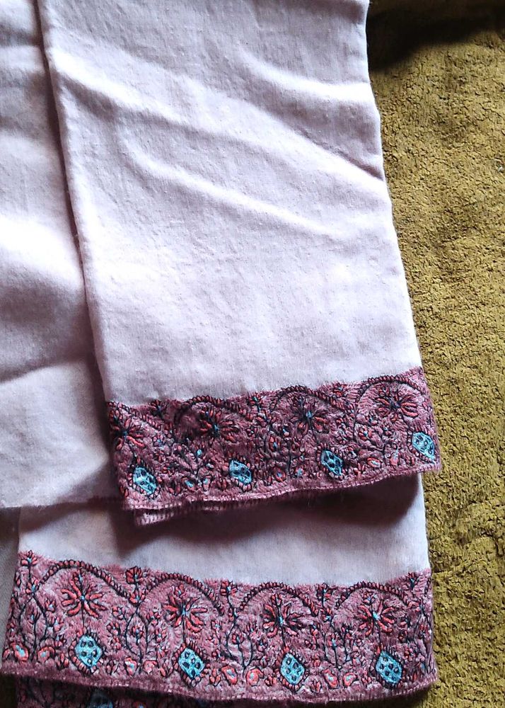 Cream Embroidered Pashmina Shawl