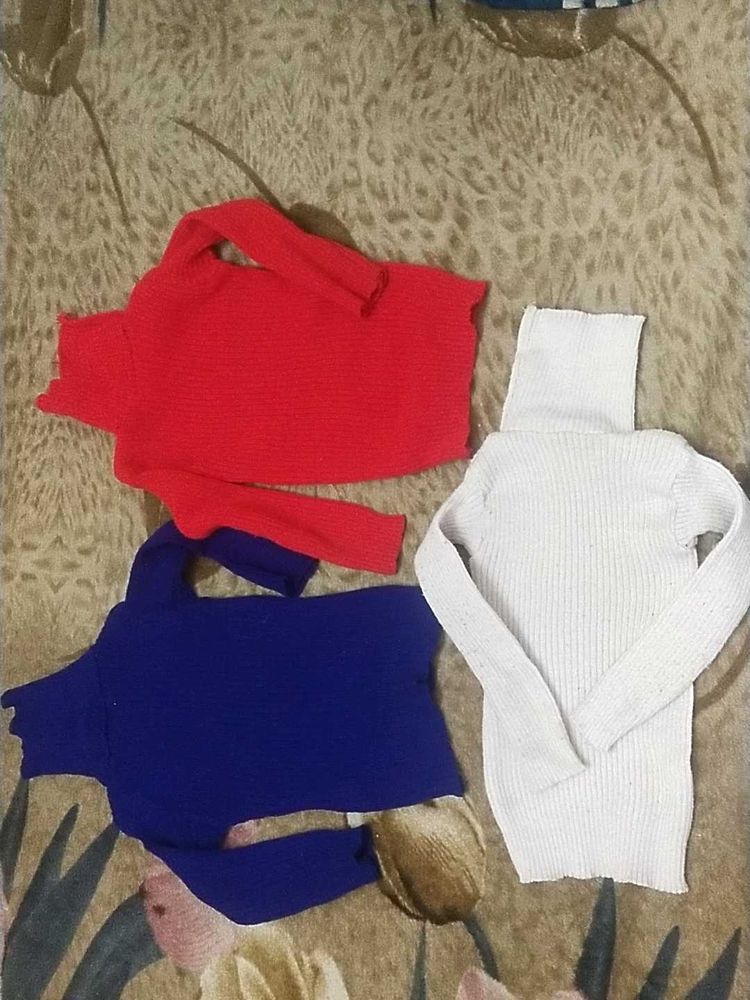 Combo Set 3 High Neck Sweaters 4-6 Year Girls