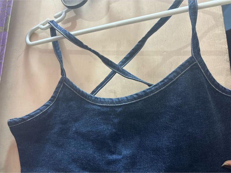 Denim Blue Criss-Cross Cami Top