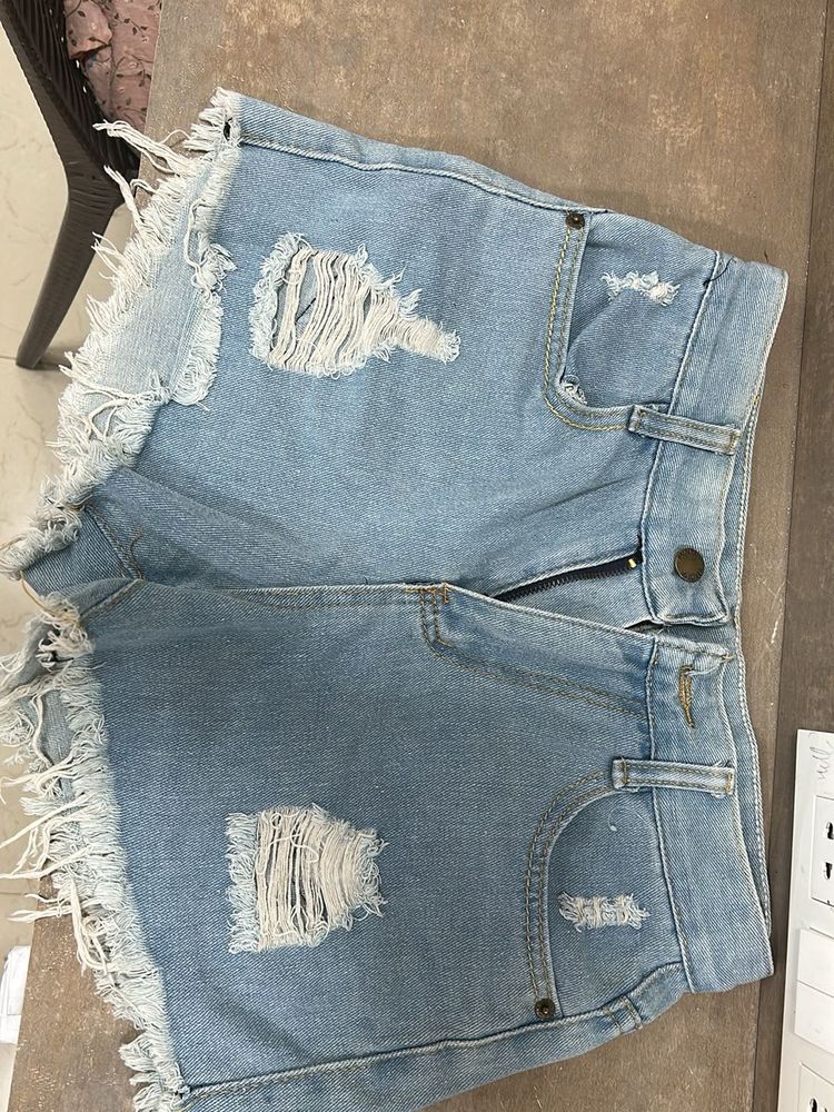 Distressed Denim Shorts