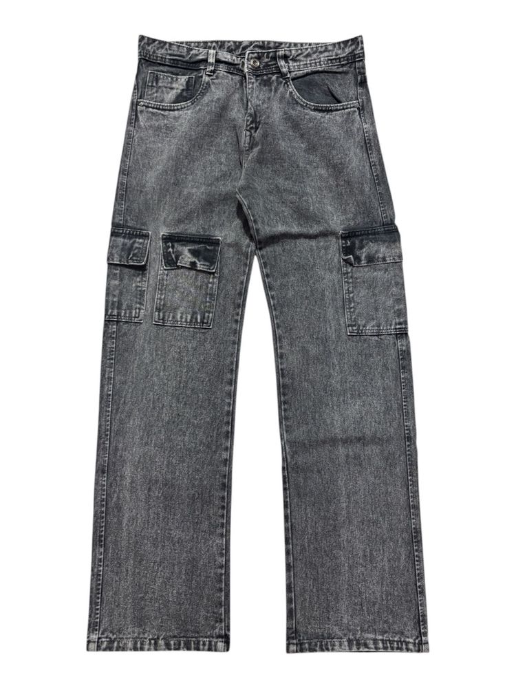 Stylish Grey 7 Pocket Cargo Denim Jeans for Men