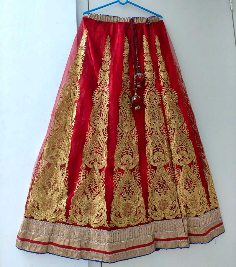 Red And Golden Lehenga With Choli