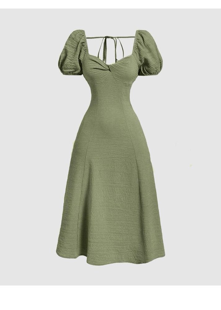 Elegant Olive Green Midi Dress
