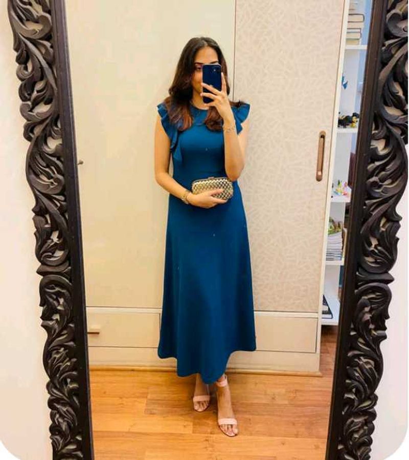 Elegant Blue Ruffle Dress