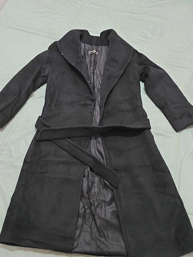 Collared High Neck Winter Coat with Belt