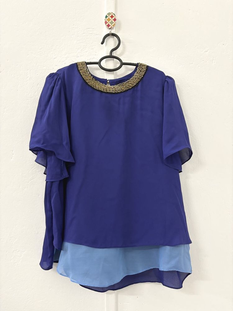 Blue Beaded Top