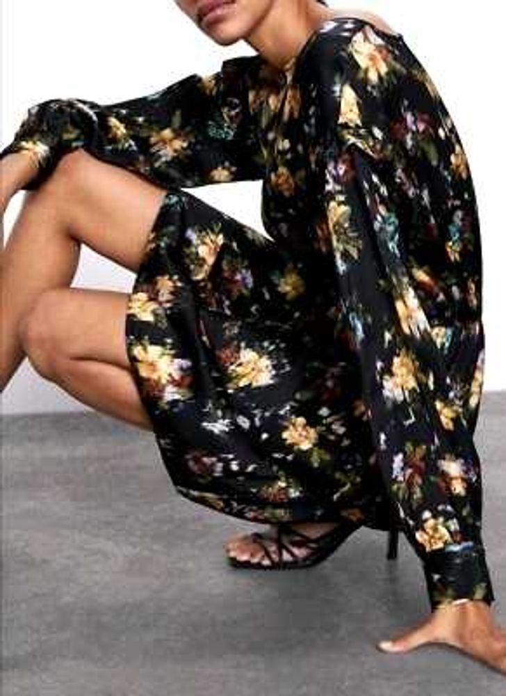 ZARA Ruffled Print Dress