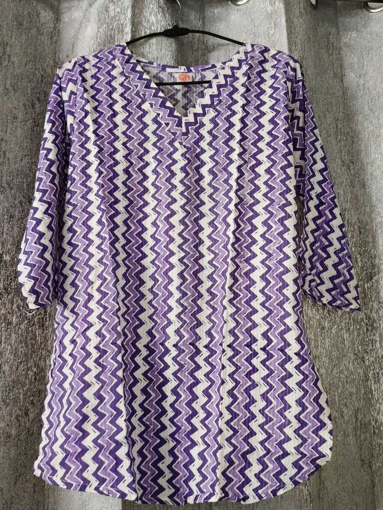Purple Patterned Tunic Top