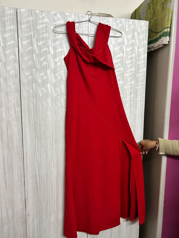 Red Slit Maxi Dress