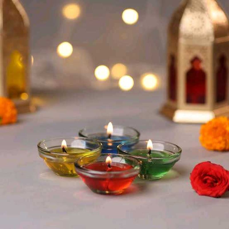 Colorful Diwali Tealight Candles Set Of 4