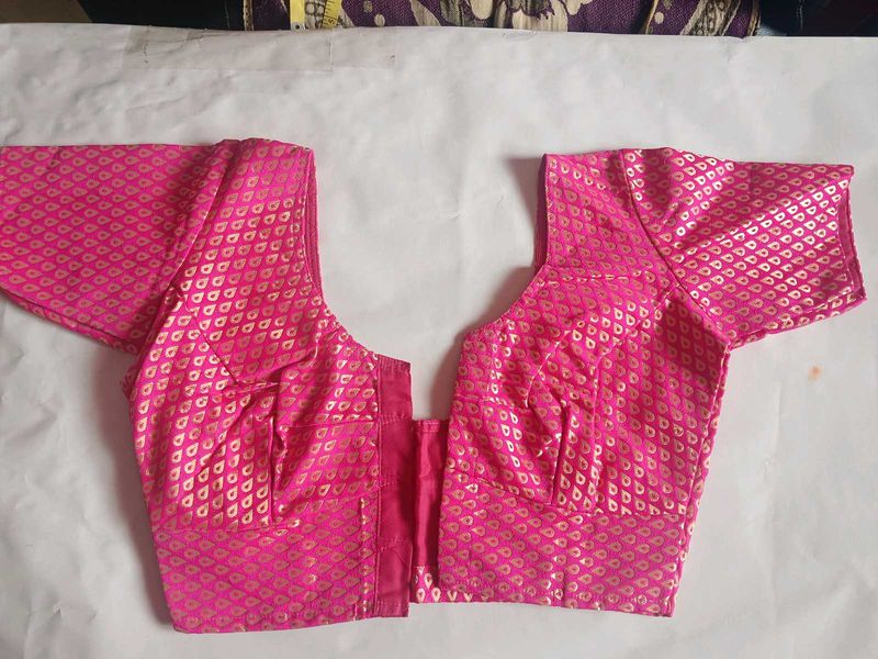Pink Brocade Readymade Blouse