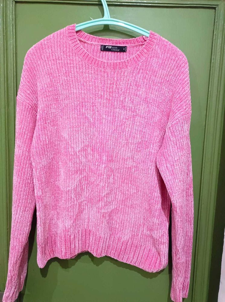 Pink Knit Pullover Sweater